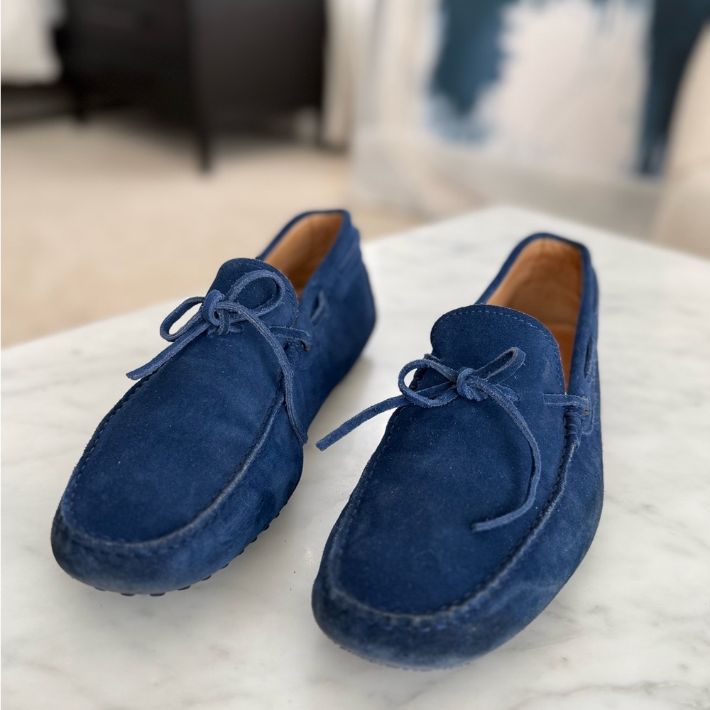 Tod’s Blue Suede Gommino Driving Loafers | Men’s 10.5 | Made in Italy
